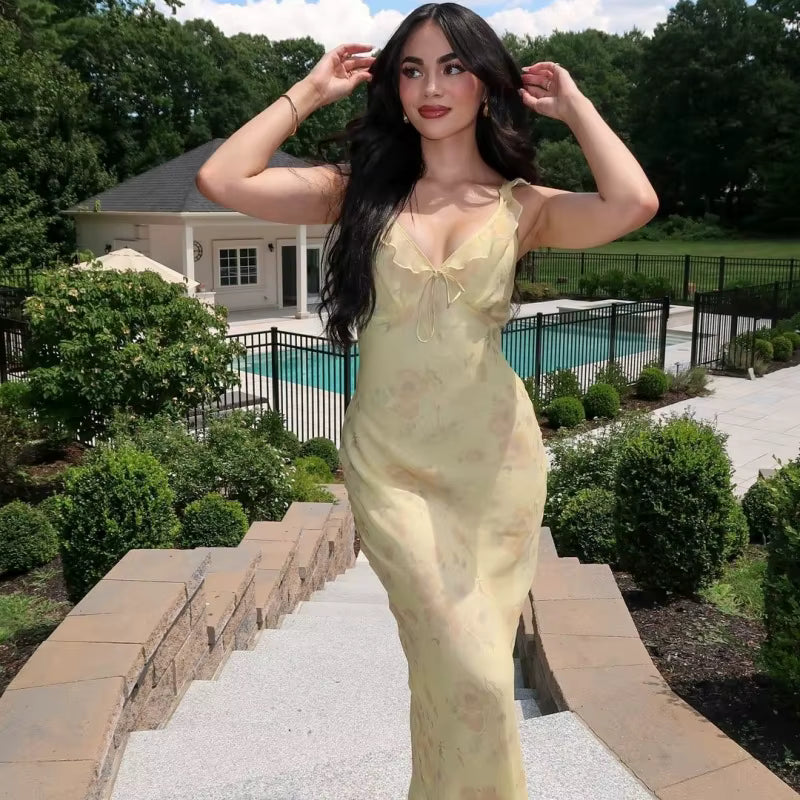 Capri Lumière Sheer Maxi Dress