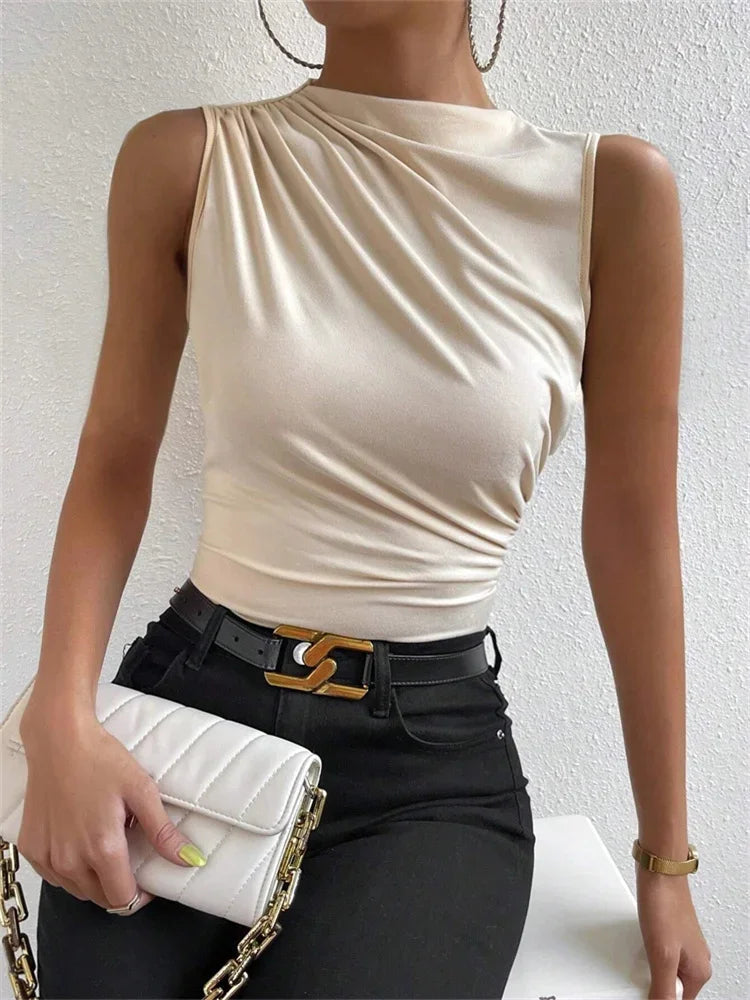 Chelsea Draped High-Neck Top