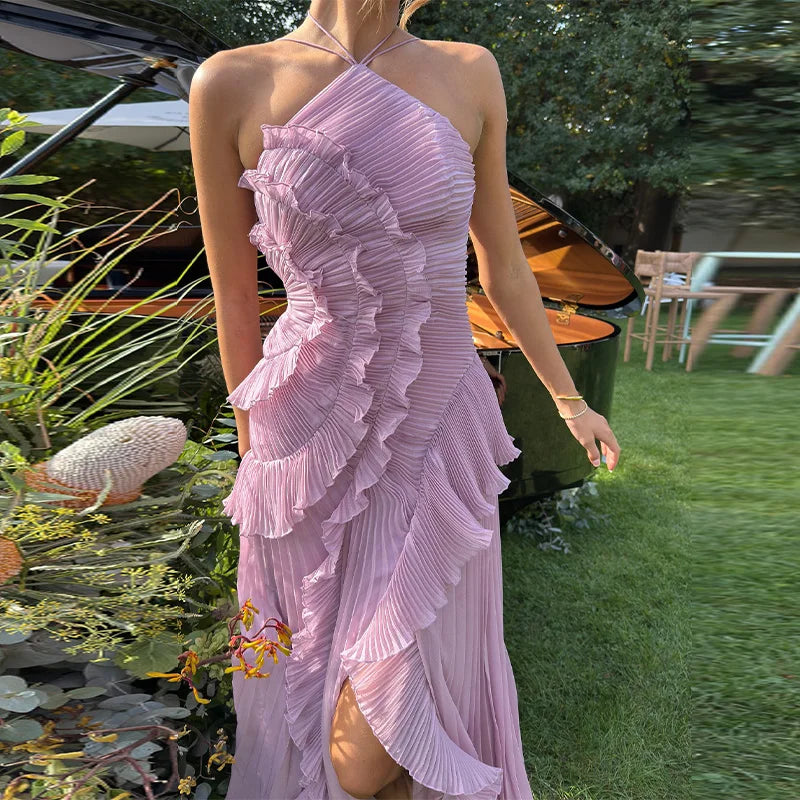 Santorini Pleated Halter Gown