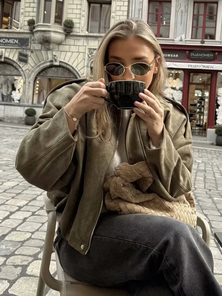 Olive Heritage Suede Bomber