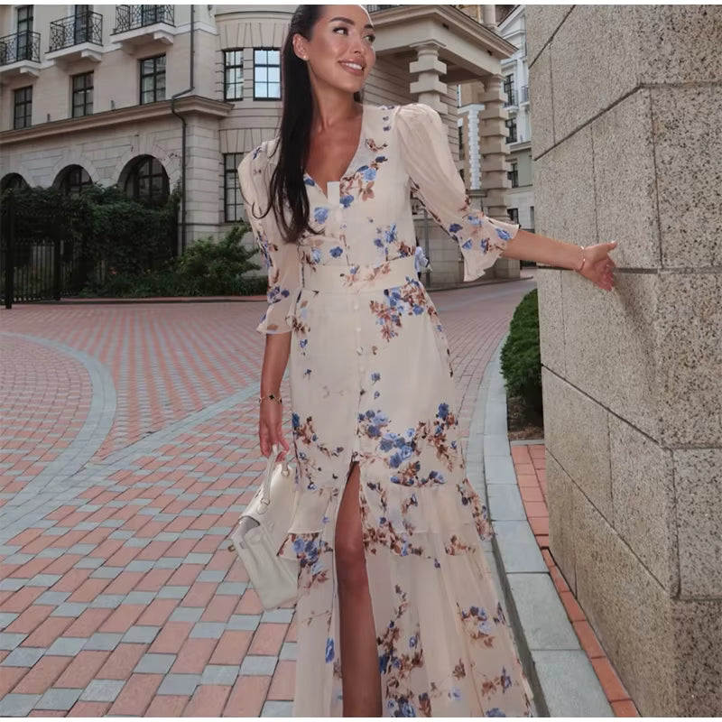 Valencia Sculpted Floral Maxi Dress