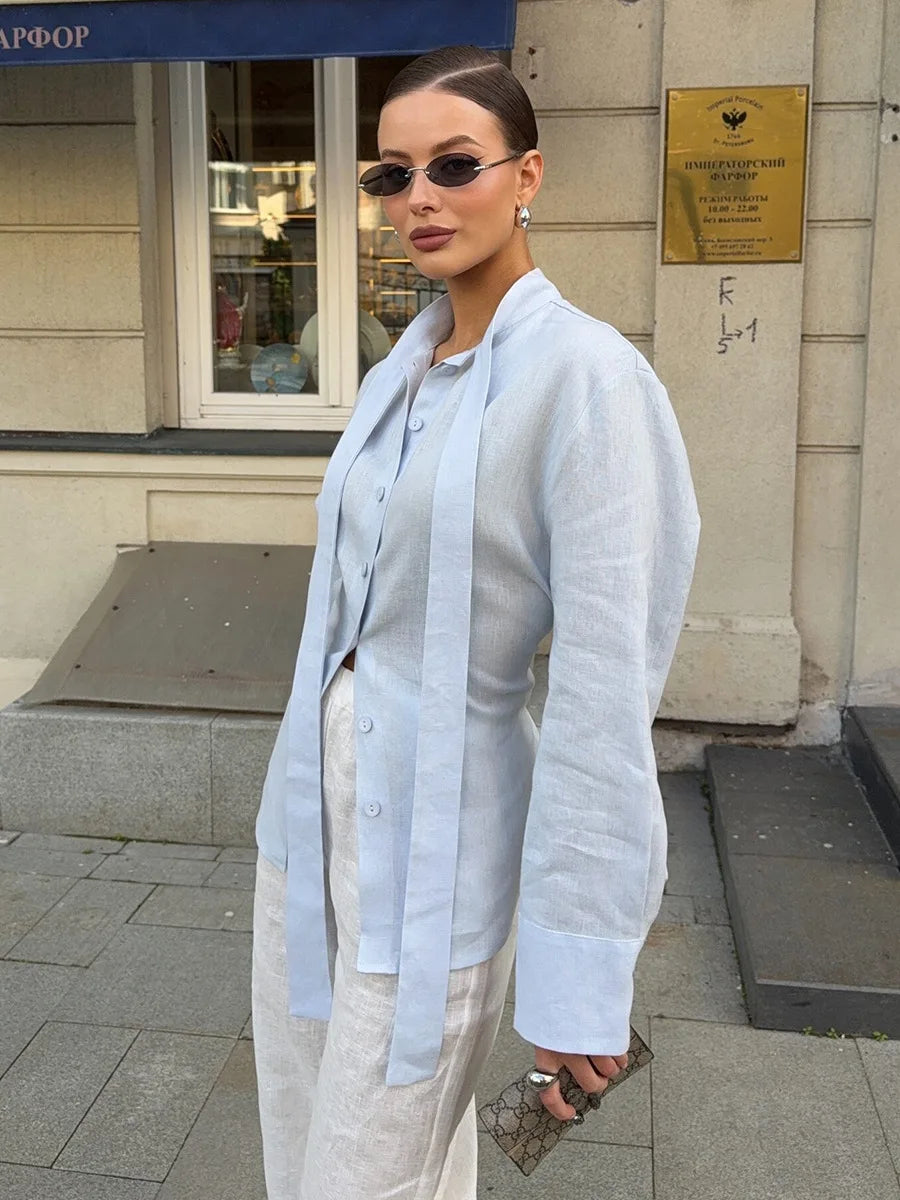 Belgravia Belted Cotton Blouse