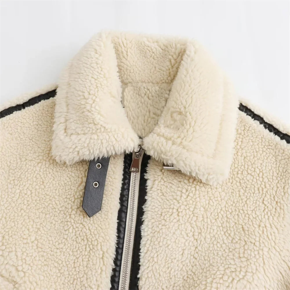 Luxe Shearling-Inspired Moto Jacket
