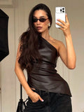 Shoreditch Asymmetric Leather-Form Top