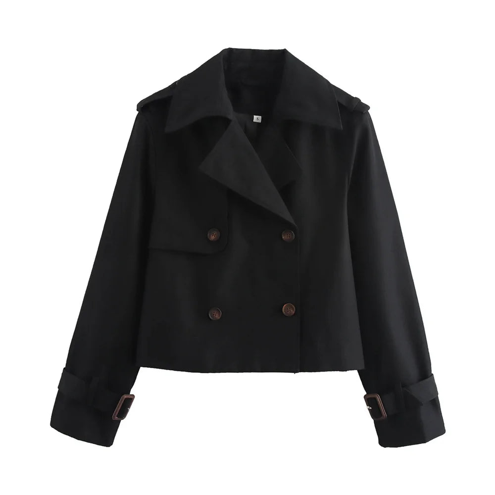 Cropped Heritage Double-Breasted Trench