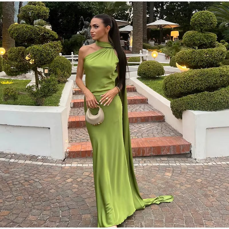 Capri Satin Halter Gown