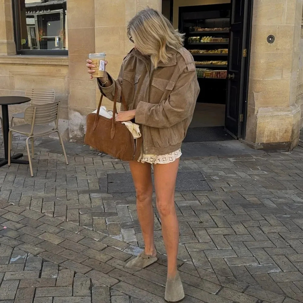 Ascot Suede Minimal Bomber