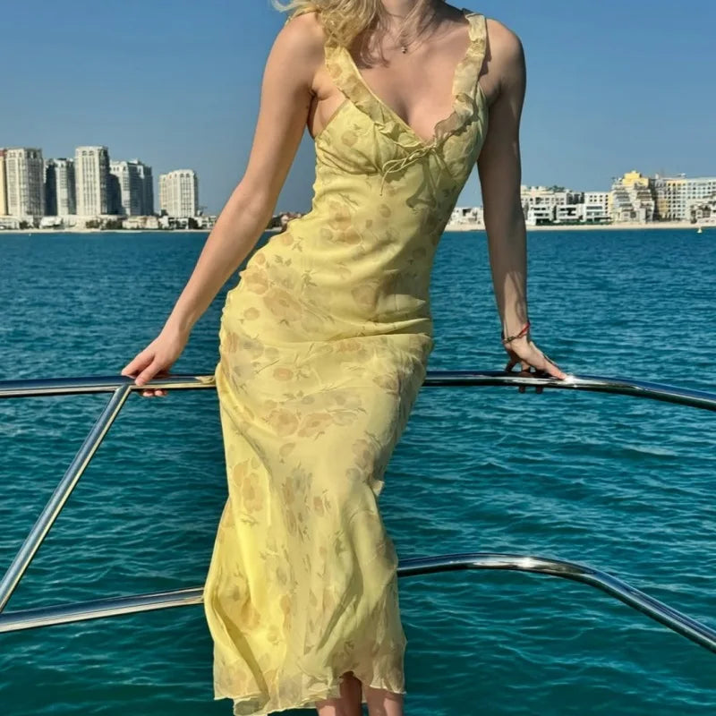 Capri Lumière Sheer Maxi Dress