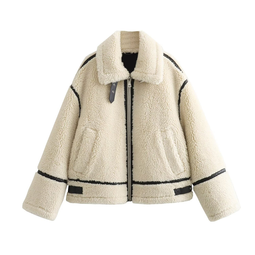 Luxe Shearling-Inspired Moto Jacket