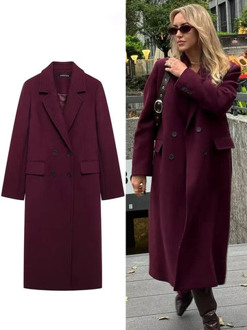 Burgundy Regency Longline Wool Coat