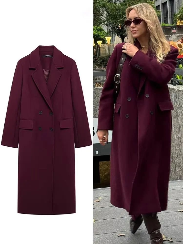 Burgundy Regency Longline Wool Coat