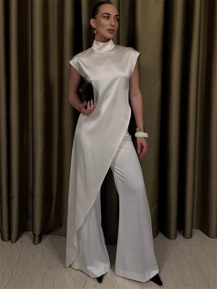 Sienna High-Neck Satin Maxi Dress