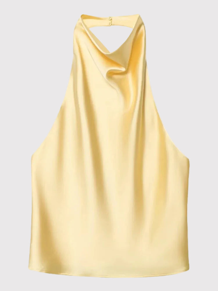 Monaco Silk-Drape Halterneck Top