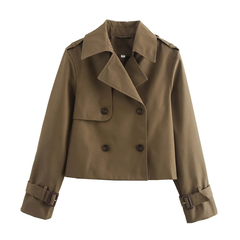 Cropped Heritage Double-Breasted Trench