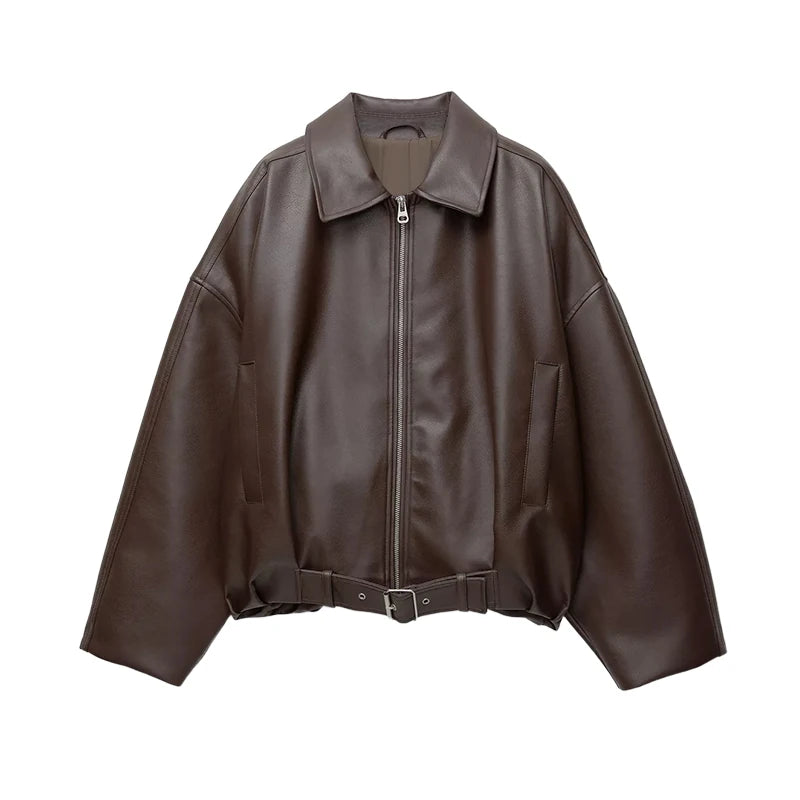 Mayfair Belted Leather Bomber