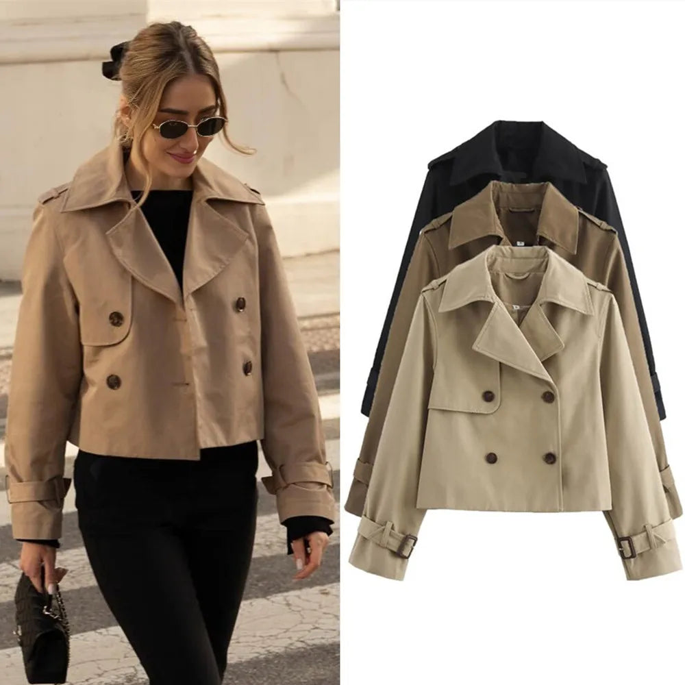 Cropped Heritage Double-Breasted Trench