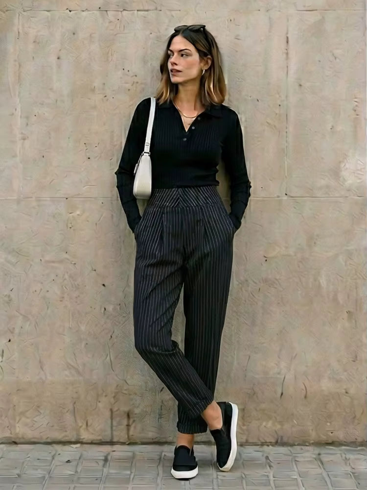 Aldwych Pleated Zip Wide-Leg Trousers